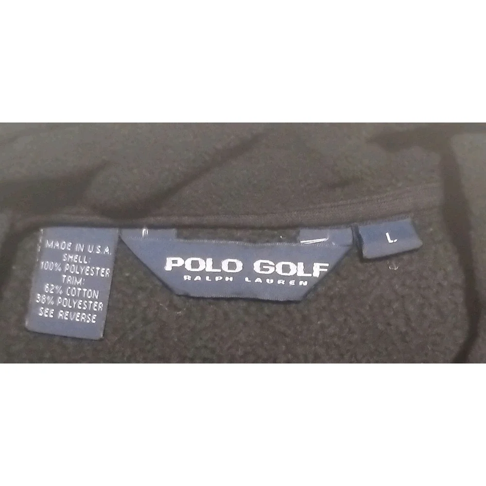 VTG 90s Polo Golf Ralph Lauren Polartec Fleece Vest  Black Blue Collar Mens L